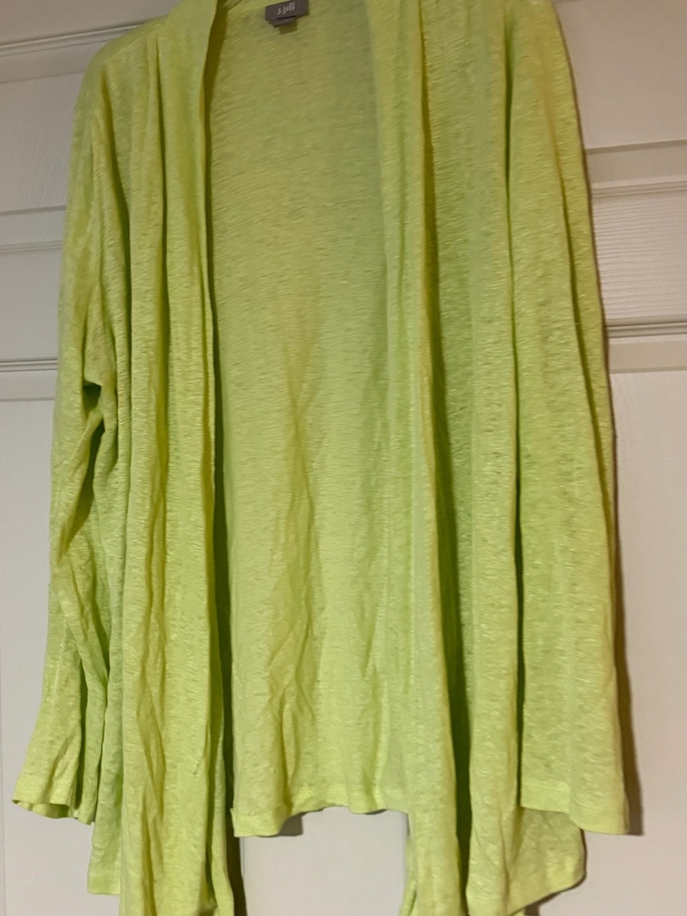 J. Jill 100% linen lime green open front cardigan sweater size large lightweight - Picture 4 of 11